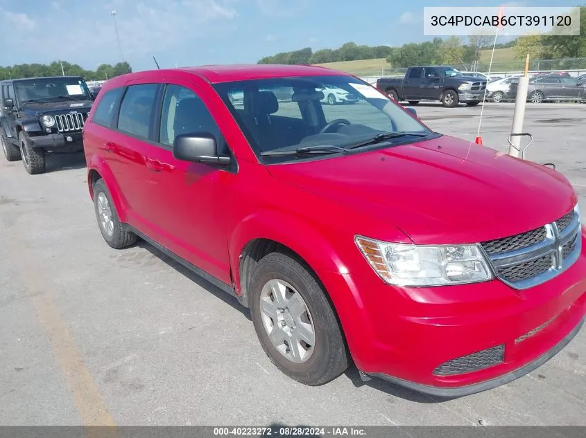 2012 Dodge Journey Se/Avp VIN: 3C4PDCAB6CT391120 Lot: 40223272