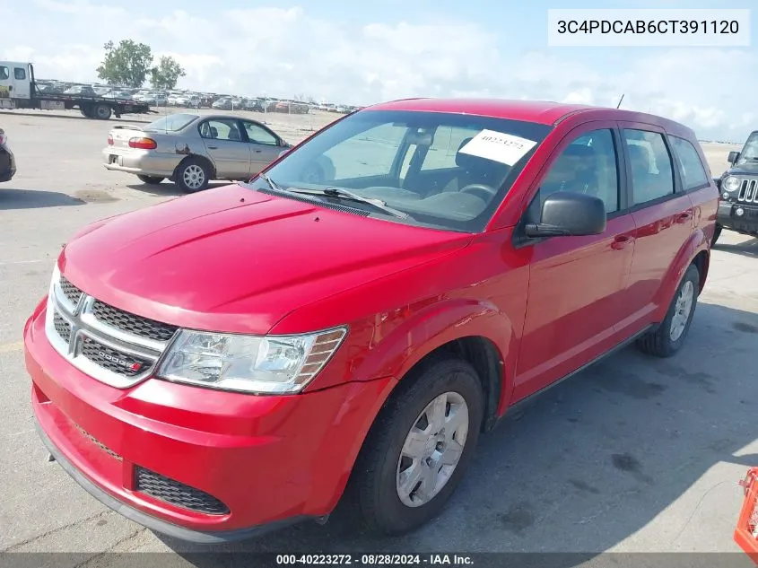 2012 Dodge Journey Se/Avp VIN: 3C4PDCAB6CT391120 Lot: 40223272