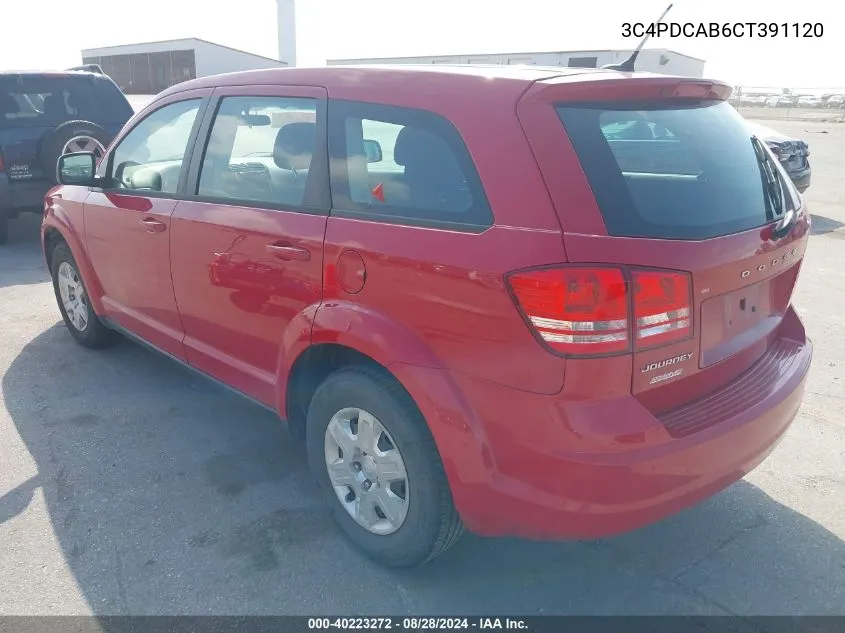 2012 Dodge Journey Se/Avp VIN: 3C4PDCAB6CT391120 Lot: 40223272