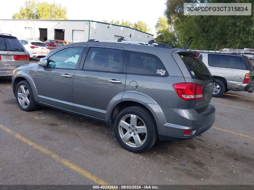 2012 Dodge Journey R/T VIN: 3C4PDDFG3CT315834 Lot: 40243654