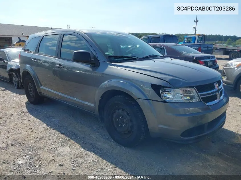 3C4PDCAB0CT203286 2012 Dodge Journey Se/Avp