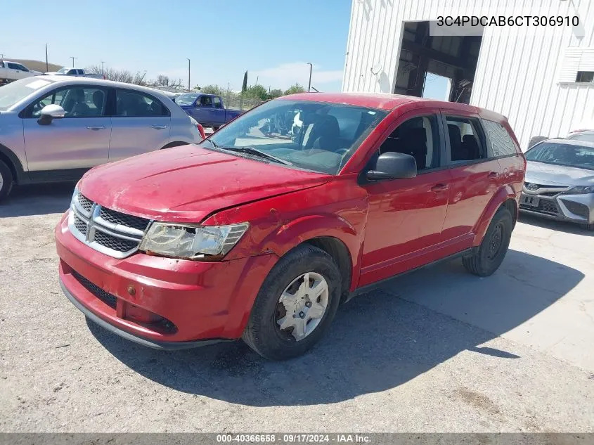 2012 Dodge Journey Se/Avp VIN: 3C4PDCAB6CT306910 Lot: 40366658