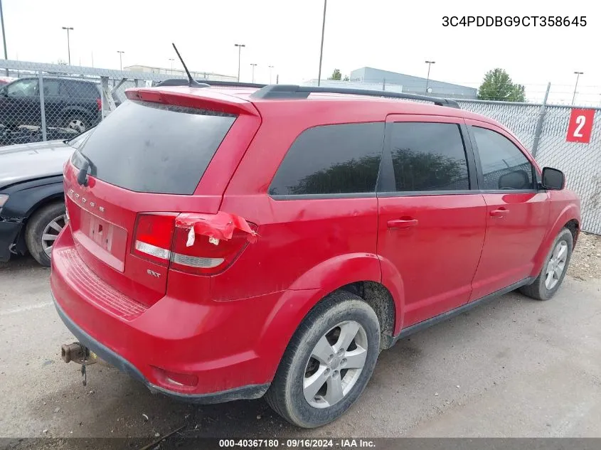 2012 Dodge Journey Sxt VIN: 3C4PDDBG9CT358645 Lot: 40367180