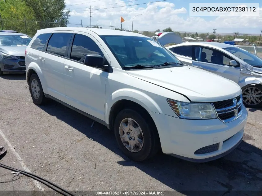 2012 Dodge Journey Se/Avp VIN: 3C4PDCABXCT238112 Lot: 40370527