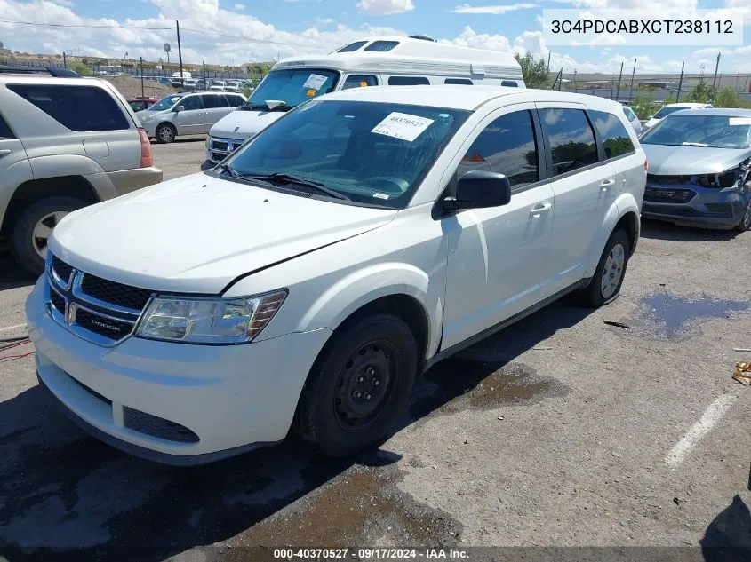 2012 Dodge Journey Se/Avp VIN: 3C4PDCABXCT238112 Lot: 40370527