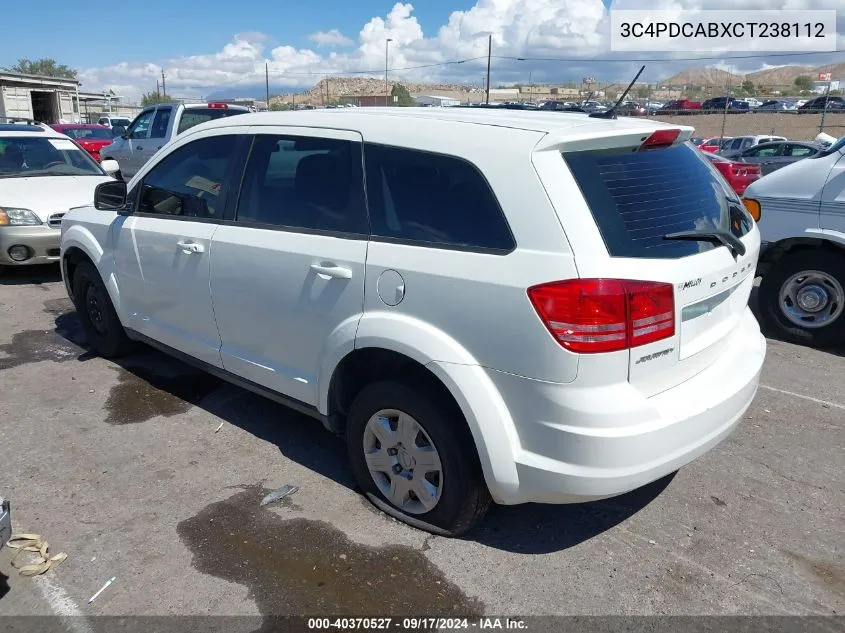 2012 Dodge Journey Se/Avp VIN: 3C4PDCABXCT238112 Lot: 40370527