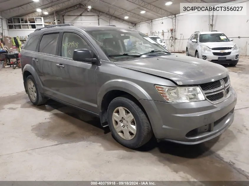 2012 Dodge Journey Se/Avp VIN: 3C4PDCAB6CT356027 Lot: 40375918