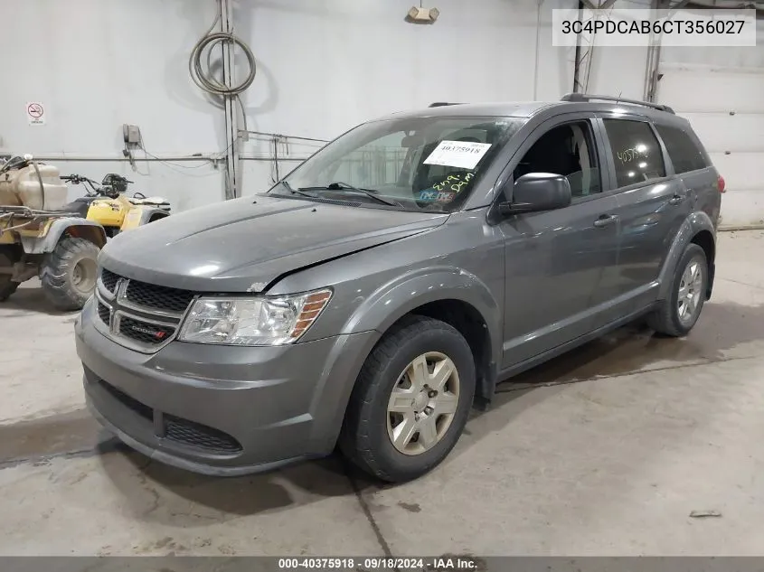 2012 Dodge Journey Se/Avp VIN: 3C4PDCAB6CT356027 Lot: 40375918