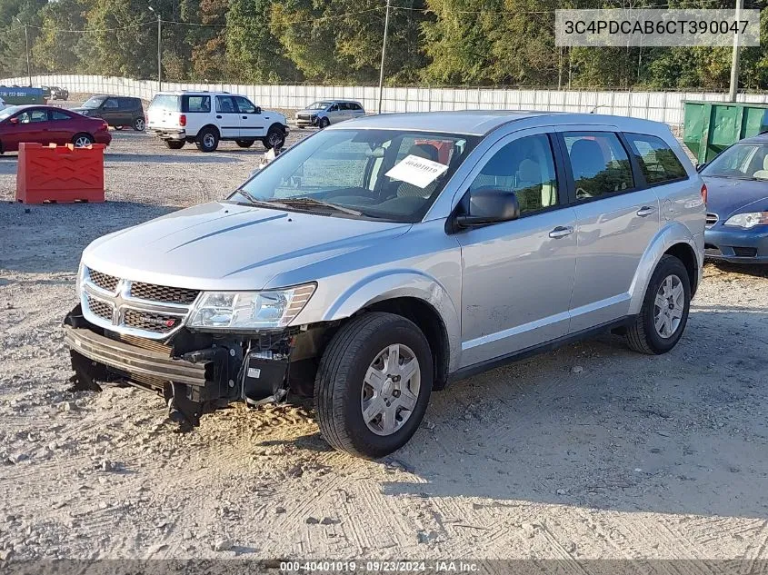 2012 Dodge Journey Se/Avp VIN: 3C4PDCAB6CT390047 Lot: 40401019