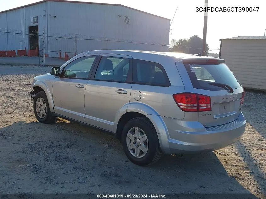 2012 Dodge Journey Se/Avp VIN: 3C4PDCAB6CT390047 Lot: 40401019