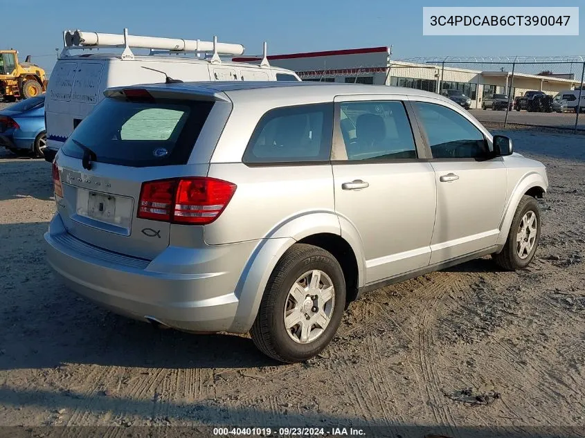 2012 Dodge Journey Se/Avp VIN: 3C4PDCAB6CT390047 Lot: 40401019