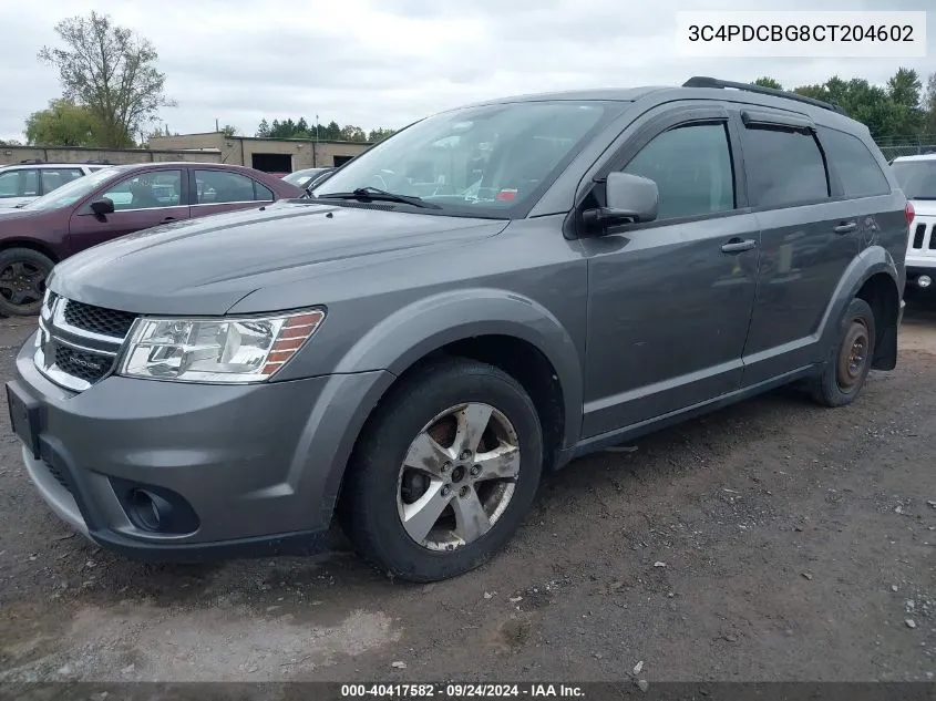 2012 Dodge Journey Sxt VIN: 3C4PDCBG8CT204602 Lot: 40417582