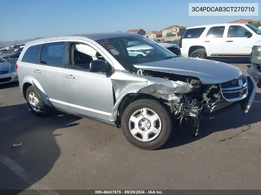 2012 Dodge Journey Se/Avp VIN: 3C4PDCAB3CT270710 Lot: 40437675