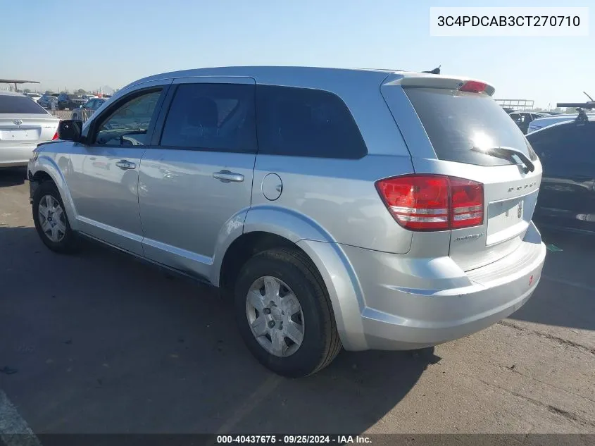 2012 Dodge Journey Se/Avp VIN: 3C4PDCAB3CT270710 Lot: 40437675