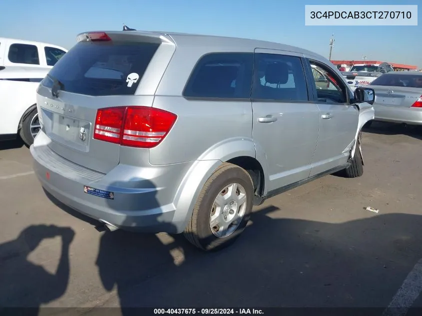 2012 Dodge Journey Se/Avp VIN: 3C4PDCAB3CT270710 Lot: 40437675