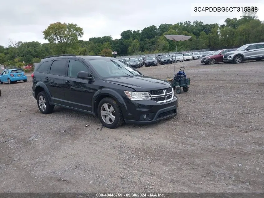 2012 Dodge Journey Sxt VIN: 3C4PDDBG6CT315848 Lot: 40445759