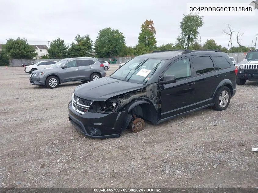 2012 Dodge Journey Sxt VIN: 3C4PDDBG6CT315848 Lot: 40445759