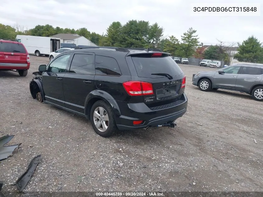 2012 Dodge Journey Sxt VIN: 3C4PDDBG6CT315848 Lot: 40445759