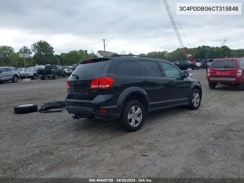 2012 Dodge Journey Sxt VIN: 3C4PDDBG6CT315848 Lot: 40445759