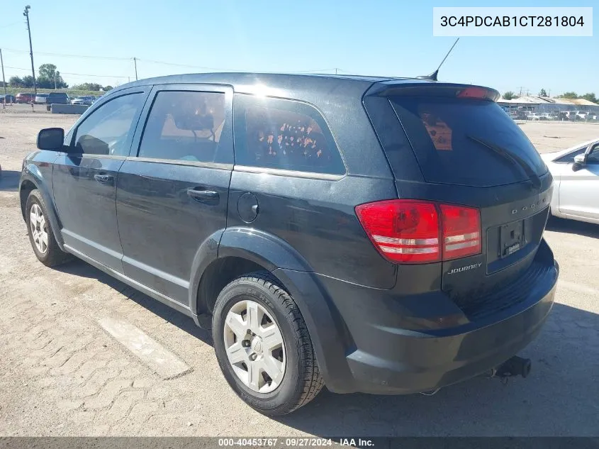 2012 Dodge Journey Se VIN: 3C4PDCAB1CT281804 Lot: 40453767