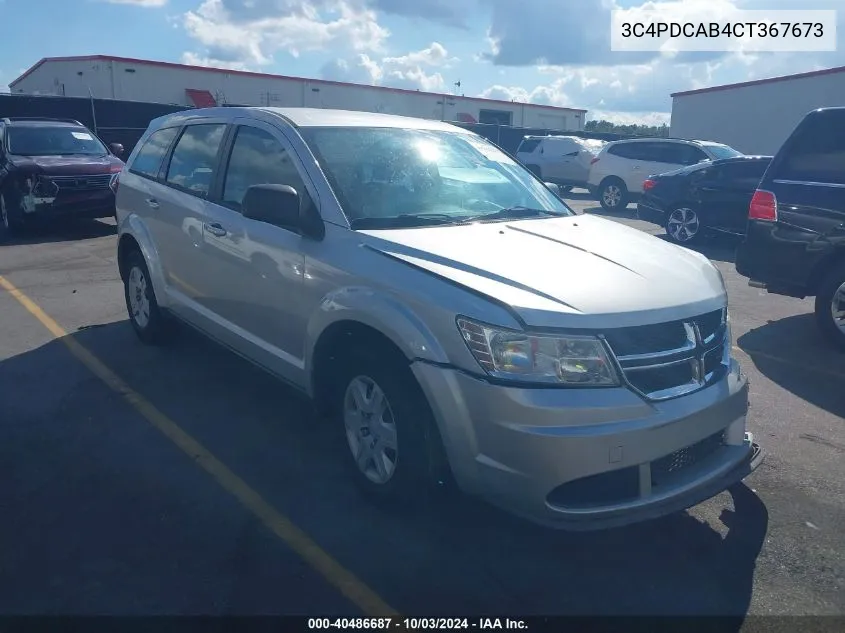 2012 Dodge Journey Se/Avp VIN: 3C4PDCAB4CT367673 Lot: 40486687