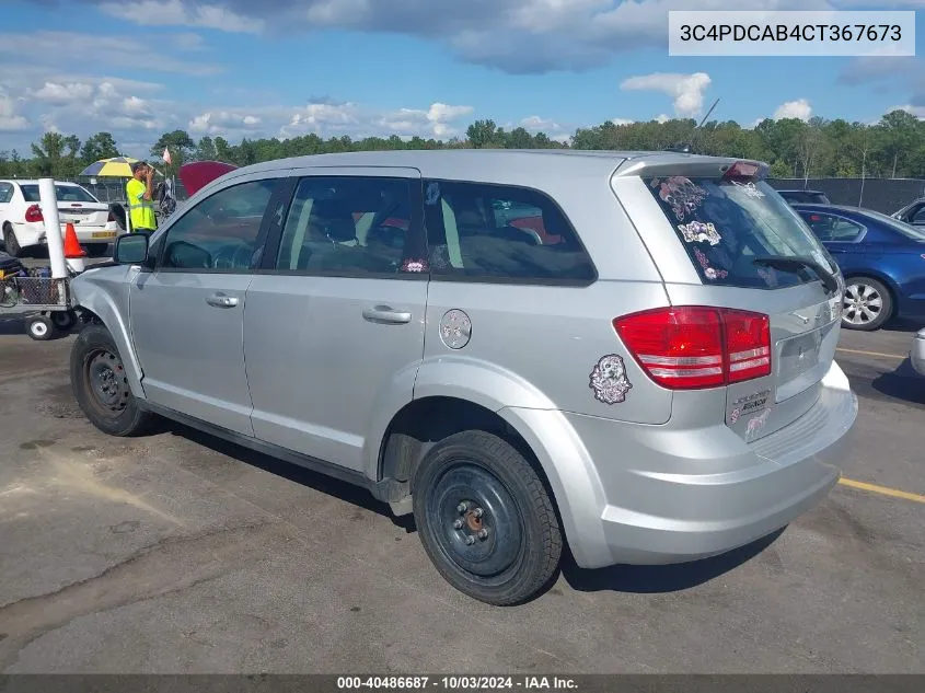 2012 Dodge Journey Se/Avp VIN: 3C4PDCAB4CT367673 Lot: 40486687