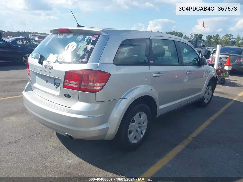 2012 Dodge Journey Se/Avp VIN: 3C4PDCAB4CT367673 Lot: 40486687