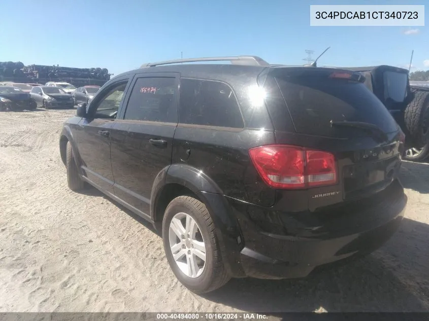 2012 Dodge Journey Se/Avp VIN: 3C4PDCAB1CT340723 Lot: 40494080