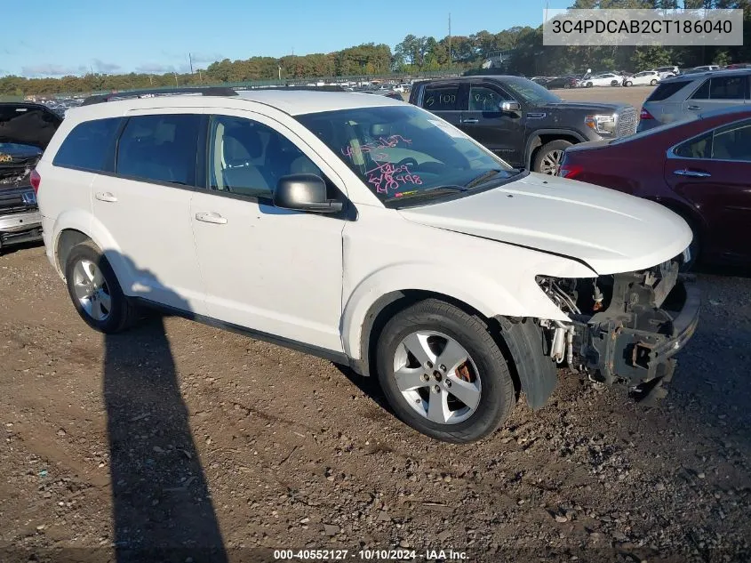 2012 Dodge Journey Se/Avp VIN: 3C4PDCAB2CT186040 Lot: 40552127