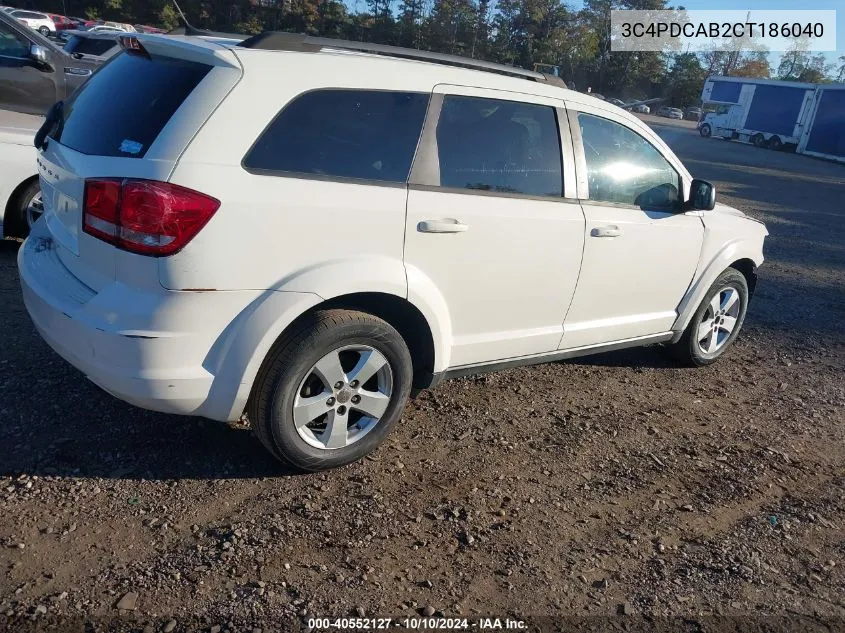 2012 Dodge Journey Se/Avp VIN: 3C4PDCAB2CT186040 Lot: 40552127