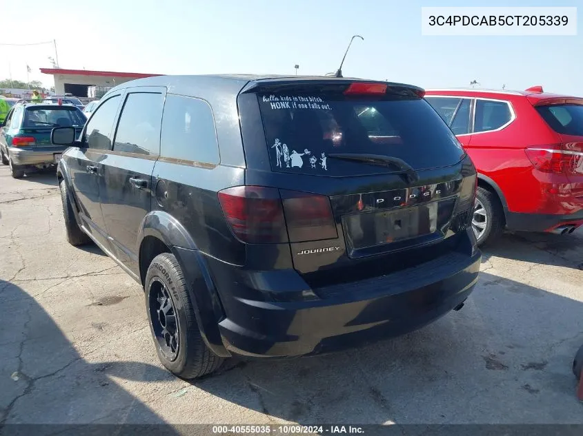 2012 Dodge Journey Se VIN: 3C4PDCAB5CT205339 Lot: 40555035