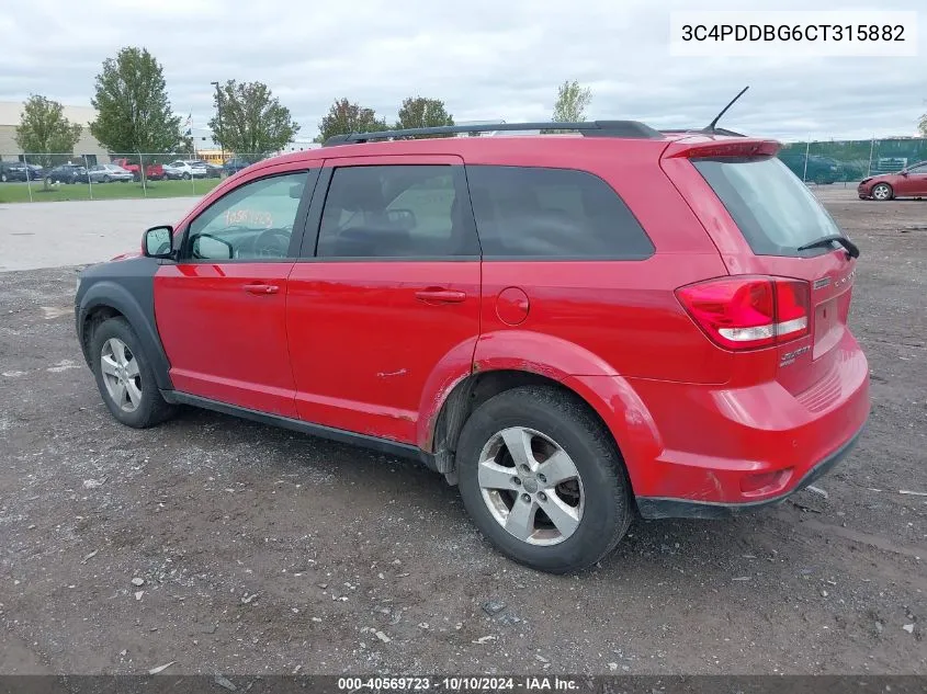 2012 Dodge Journey Sxt VIN: 3C4PDDBG6CT315882 Lot: 40569723