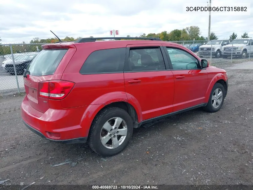 2012 Dodge Journey Sxt VIN: 3C4PDDBG6CT315882 Lot: 40569723