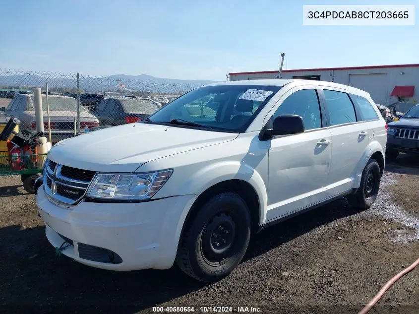 2012 Dodge Journey Se/Avp VIN: 3C4PDCAB8CT203665 Lot: 40580654