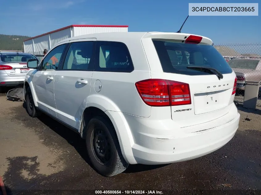 2012 Dodge Journey Se/Avp VIN: 3C4PDCAB8CT203665 Lot: 40580654