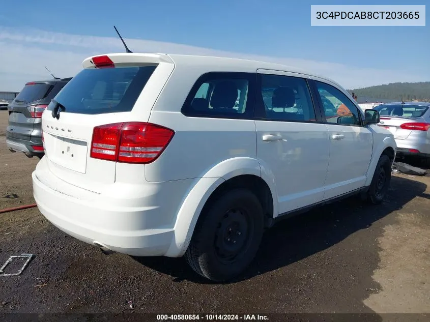 2012 Dodge Journey Se/Avp VIN: 3C4PDCAB8CT203665 Lot: 40580654