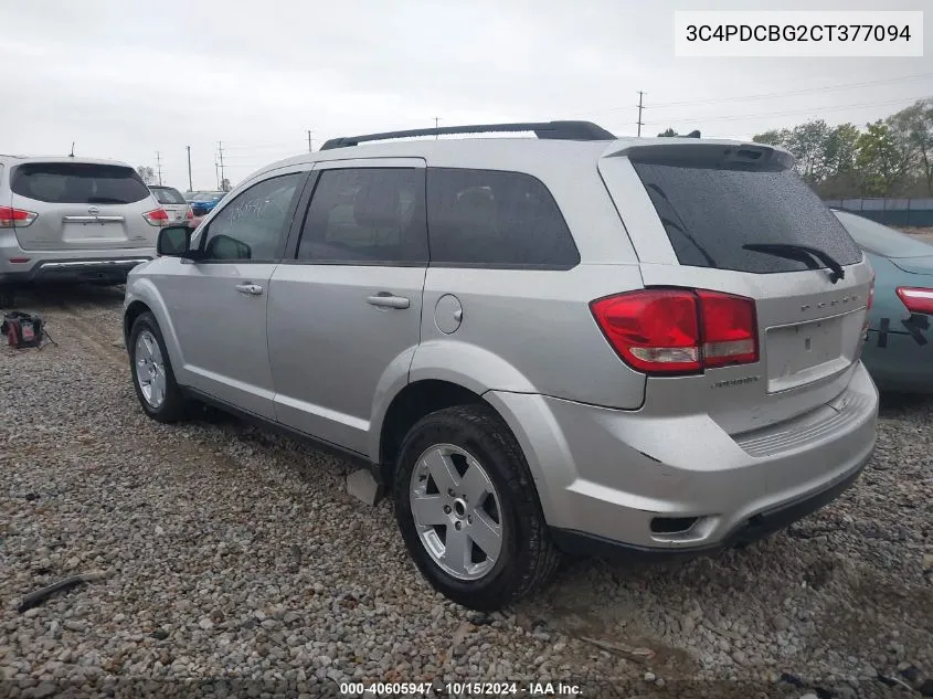 2012 Dodge Journey Sxt VIN: 3C4PDCBG2CT377094 Lot: 40605947