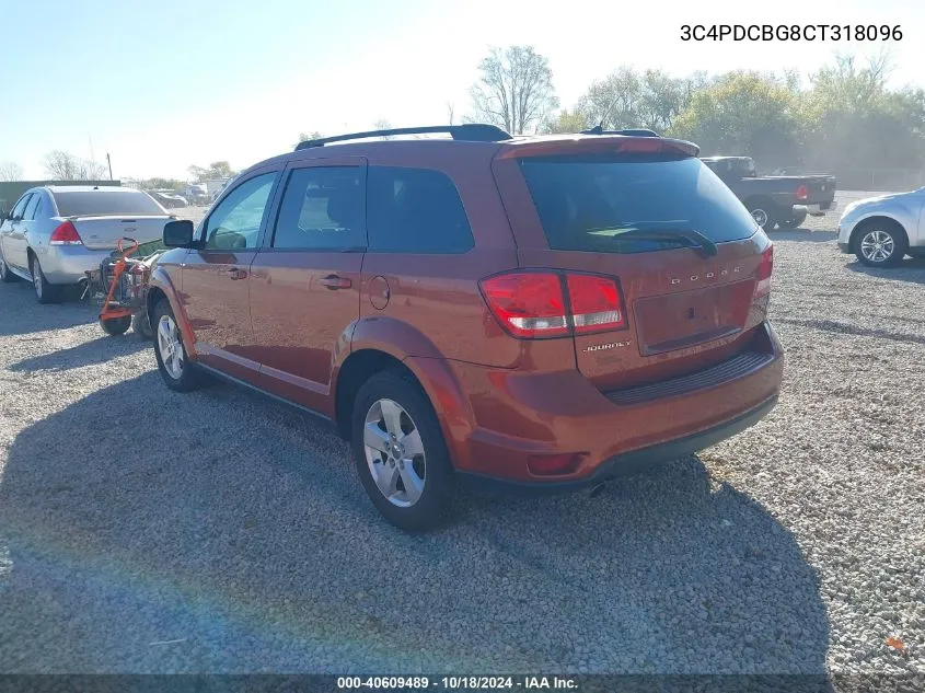 2012 Dodge Journey Sxt VIN: 3C4PDCBG8CT318096 Lot: 40609489