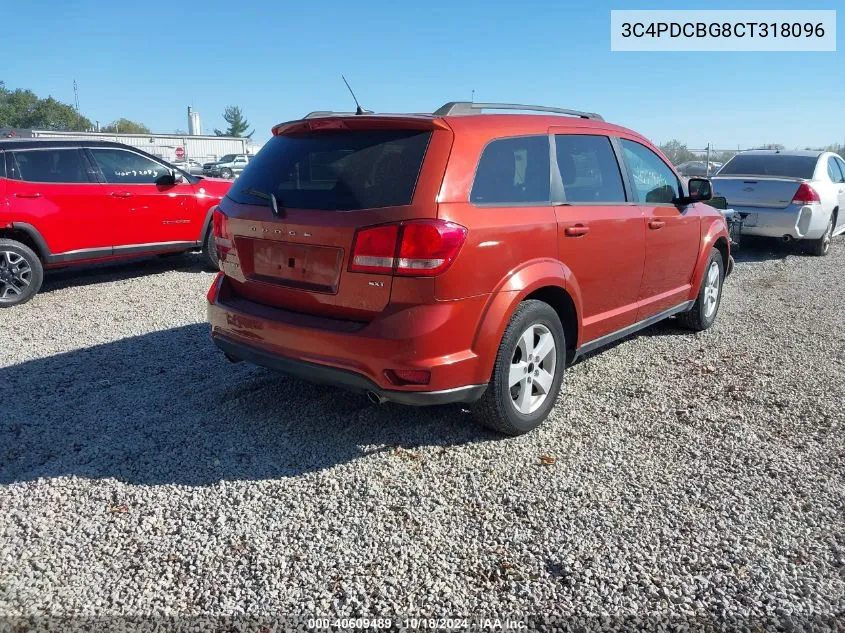 2012 Dodge Journey Sxt VIN: 3C4PDCBG8CT318096 Lot: 40609489