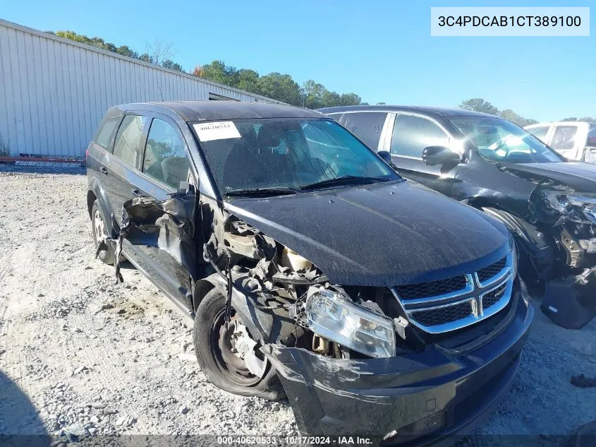 2012 Dodge Journey Se/Avp VIN: 3C4PDCAB1CT389100 Lot: 40620533