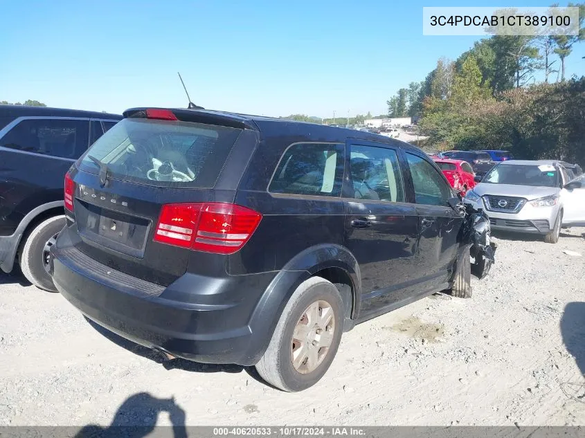 2012 Dodge Journey Se/Avp VIN: 3C4PDCAB1CT389100 Lot: 40620533