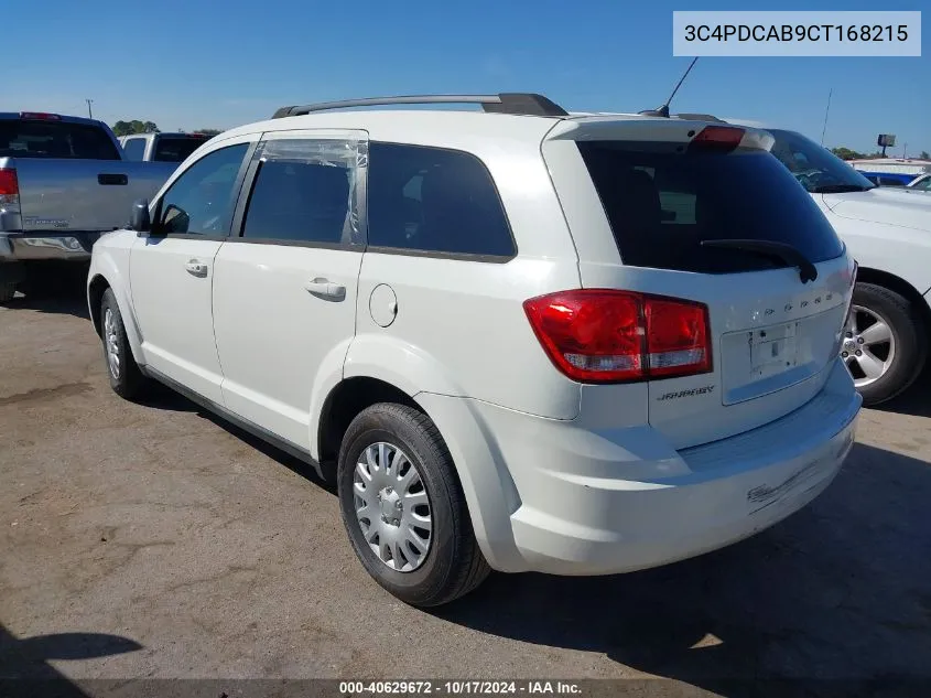 2012 Dodge Journey Se/Avp VIN: 3C4PDCAB9CT168215 Lot: 40629672