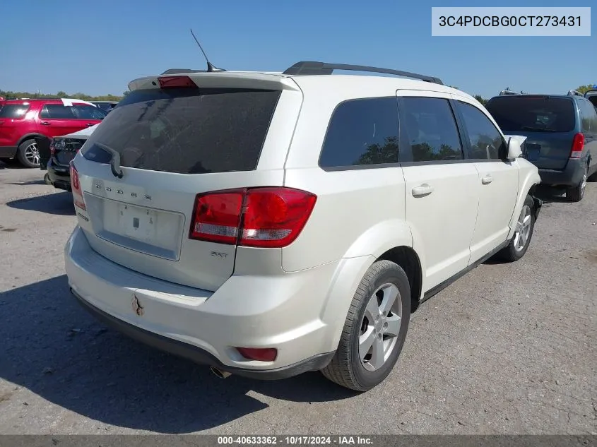 2012 Dodge Journey Sxt VIN: 3C4PDCBG0CT273431 Lot: 40633362