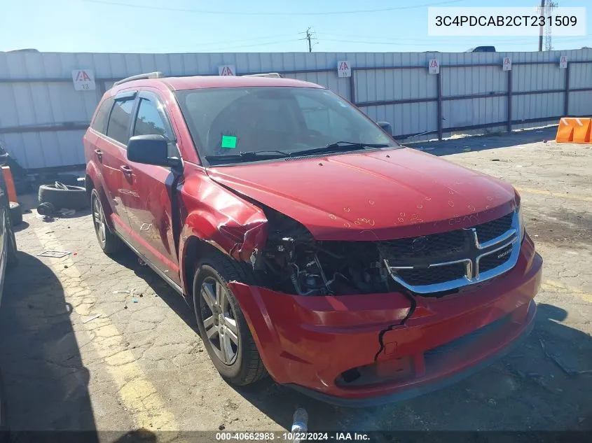 2012 Dodge Journey Se/Avp VIN: 3C4PDCAB2CT231509 Lot: 40662983