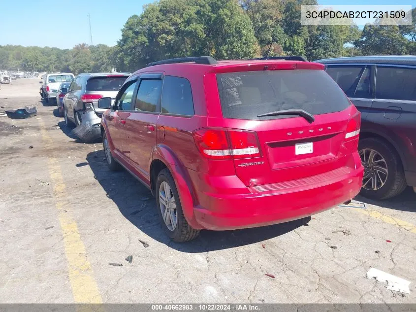 2012 Dodge Journey Se/Avp VIN: 3C4PDCAB2CT231509 Lot: 40662983