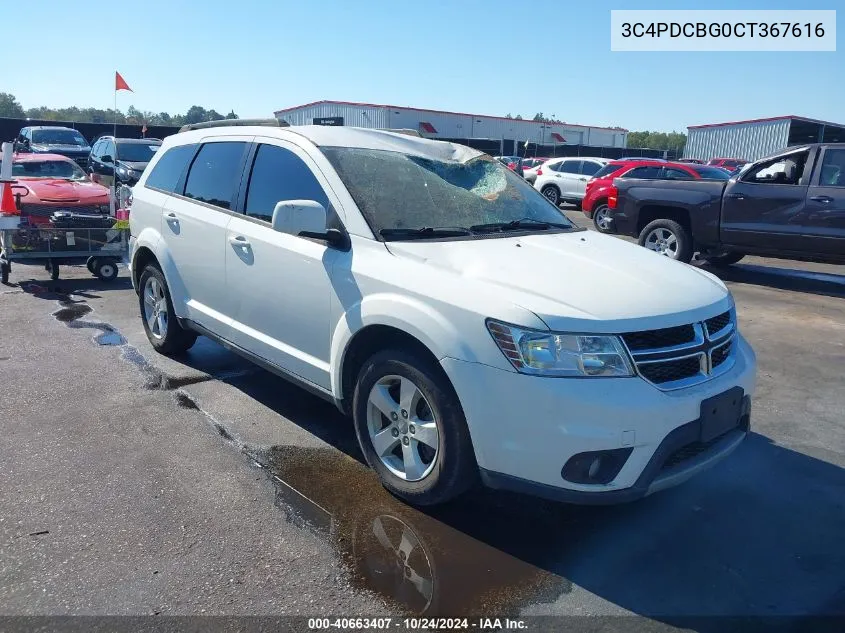 2012 Dodge Journey Sxt VIN: 3C4PDCBG0CT367616 Lot: 40663407