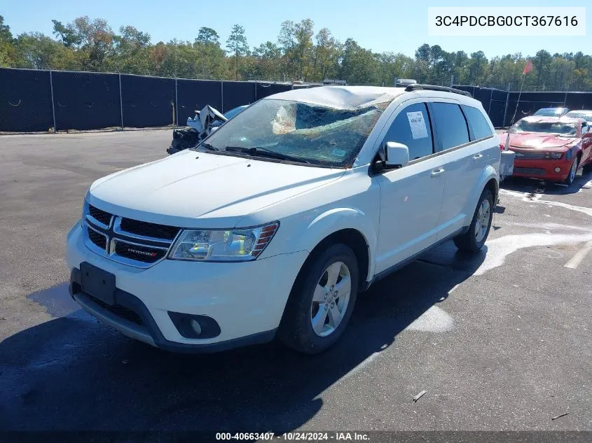 2012 Dodge Journey Sxt VIN: 3C4PDCBG0CT367616 Lot: 40663407