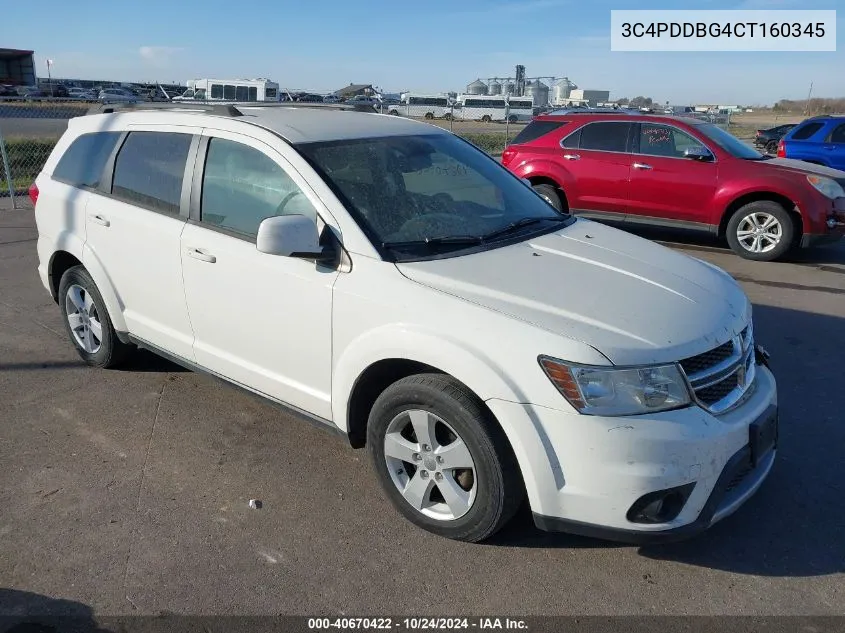 2012 Dodge Journey Sxt VIN: 3C4PDDBG4CT160345 Lot: 40670422