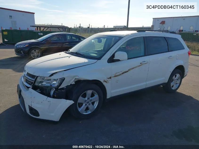 2012 Dodge Journey Sxt VIN: 3C4PDDBG4CT160345 Lot: 40670422