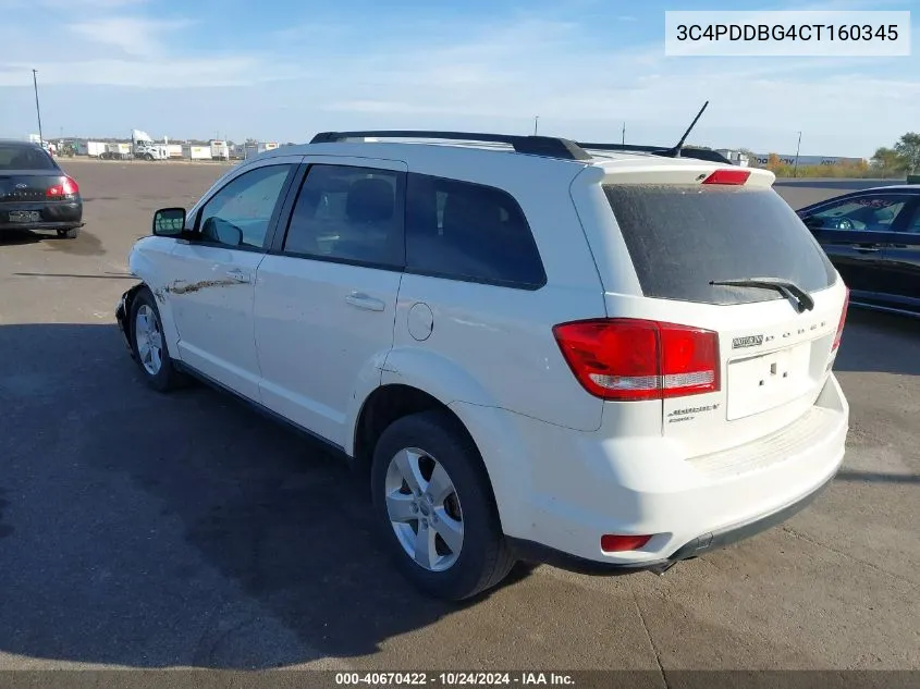 2012 Dodge Journey Sxt VIN: 3C4PDDBG4CT160345 Lot: 40670422